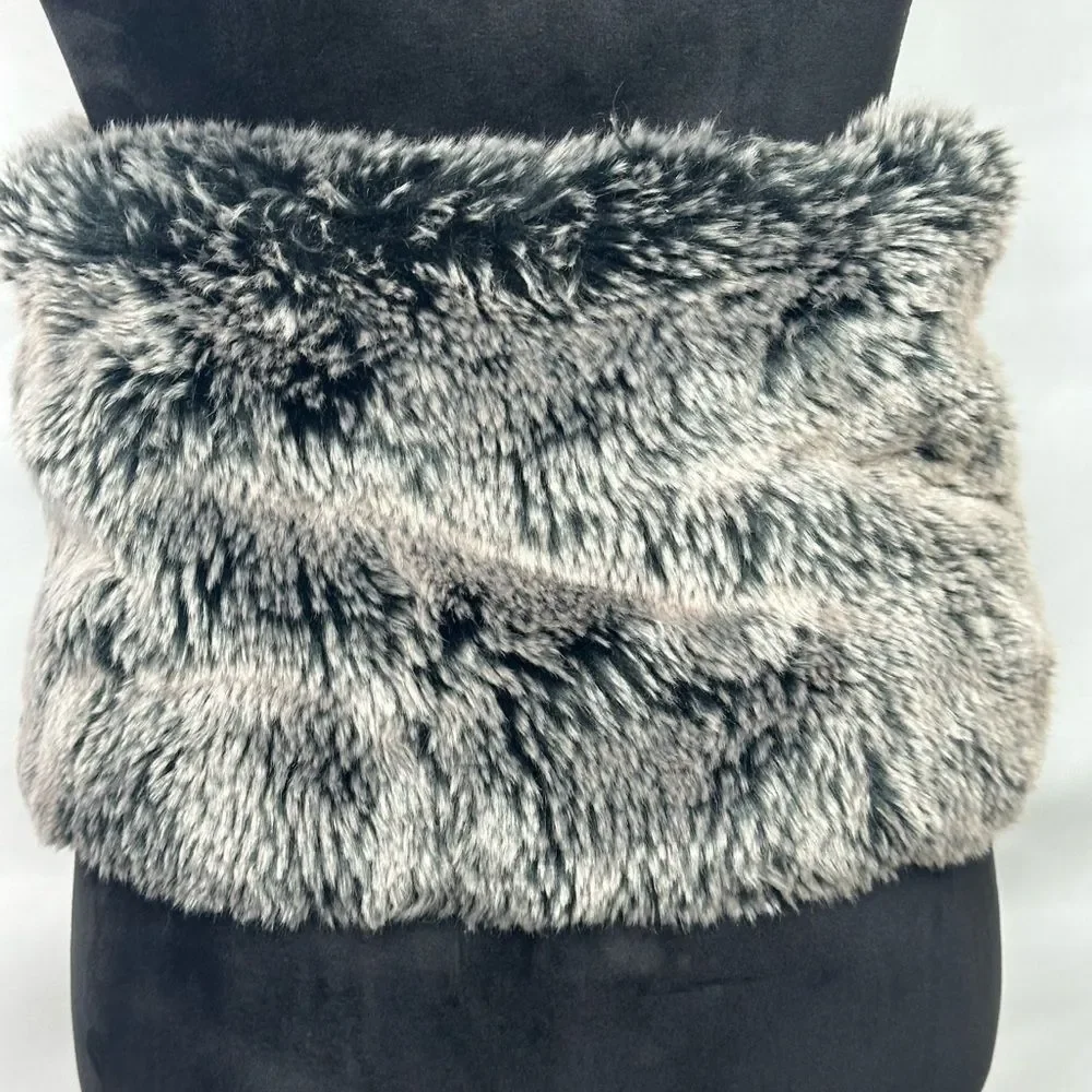 Black and Gray Wide Faux Fur Belt